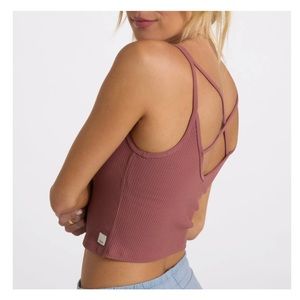 EUC Vuori Rib Crop Tank, Rosewood, Size Small